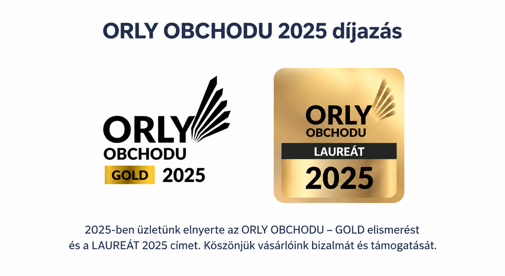 Ocenenie ORLY OBCHODU 2025 – GOLD a LAUREÁT 2025